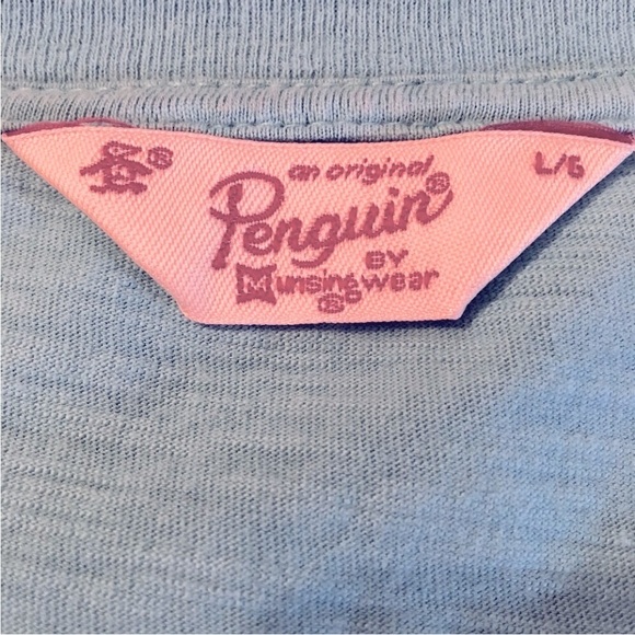 Original Penguin tee shirt graphic design preppy blue white short sleeve size L - Picture 6 of 7